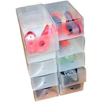 Stackable Plastic Ladies Shoes Storage Box Unit with Drawers