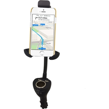 Upgraded 3-in-1 Cigarette Lighter Car Phone Holder Charger Mount