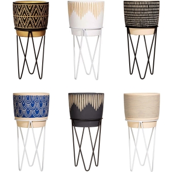Sass & Belle Decorative Planters with Wire Stand Set