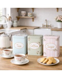 Metal Vintage Style Floral Shabby Chic Kitchen Storage