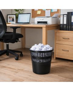 Waste Paper Bin Black 13L Round