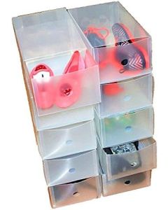 Stackable Plastic Ladies Shoes Storage Box Unit with Drawers