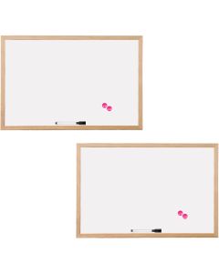 Magnetic Dry Wipe Whiteboard with Wood Frame with Dry Wipe Pen & Magnets
