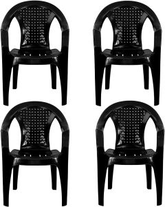 Stackable Woven Style Back Plastic Garden Chairs