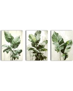 3 Panel Canvas Wall Art Modern Tropical Plants