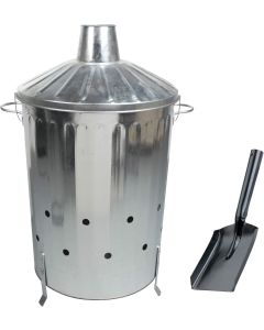 Metal Incinerator Fire Burning Bin for Wood Paper Leaves + Ash Shovel
