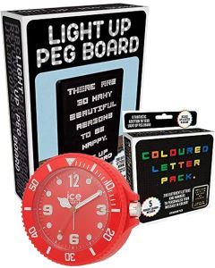 Ice Watch Alarm Clock & Light Up Peg Board with Coloured Letter Pack Set