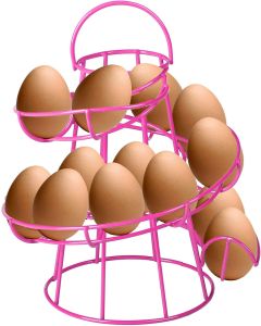 Vintage Helter Skelter Spiral Egg Basket Storage Holder Stand with Carry Handle