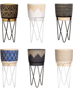 Sass & Belle Decorative Planters with Wire Stand Set