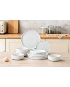 White Vertical Edge Porcelain Dinner Set