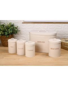 Vintage Style Matt Cream Metal Kitchen Storage Set 