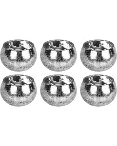 Mercury Silver Crackled Glass Candle Tealight Holders