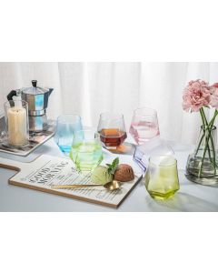 Diamond Shape Multicoloured Drinking Glasses 290ml
