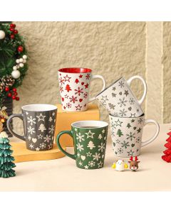 Christmas Tree & Snowflake Stoneware Mug Set