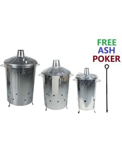 Incinerator Fire Burning Bin With Lid + Free Ash Poker