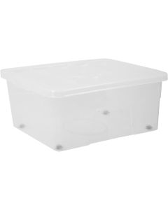 Stackable Plastic Wheeled Storage Box with Clear Lids
