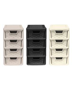 4 Drawer Small Rattan Tower Unit