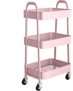 3 Tier Metal Multipurpose Wheeled Storage Tray Cart