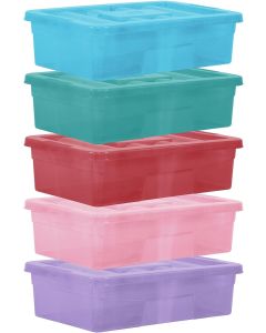 Simpa 5PC Assorted Colour 32L Underbed Storage Box Set