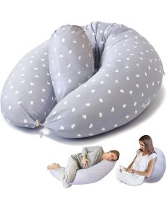 Pregnancy Pillow with Grey Heart Design Cover