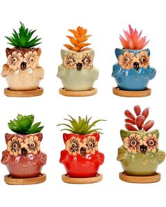 Decorative Owl Themed Ceramic Plant Pots 