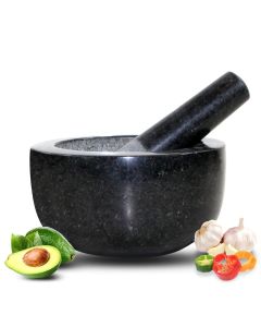 Large Solid Black Granite Mortar & Pestle Set 