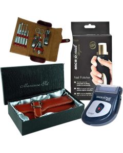 Luxury Gents 11PC Stainless Steel Manicure Set & Portable Micro Pedi Rough Skin Remover