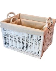 simpa 2PC White Wicker Nesting Storage Baskets