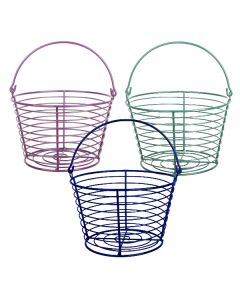 Country Farm Stye Strong Colour Metal Wire Egg Holder Stand Basket with Handle