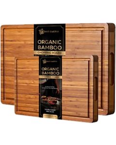 Organic Bamboo Pre-Oiled Double Sided Chopping Board Set