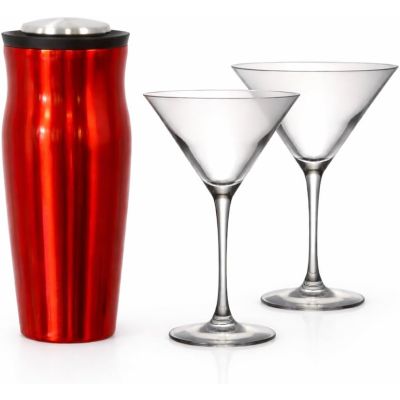 Crystal Martini Glasses 300ml & 650ml Cocktail Shaker Set