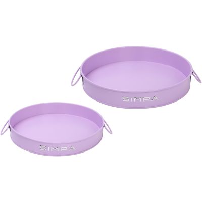 simpa Round 2PC Metal Colour Serving Trays Set with Handles