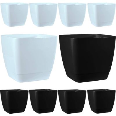 10PC Mixed Set of Square Plastic Indoor Planter Pots