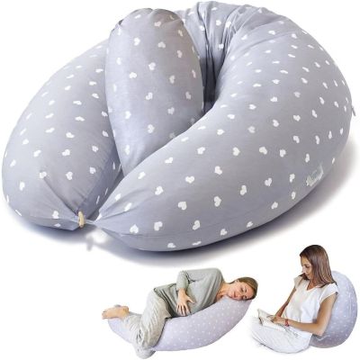 Pregnancy Pillow with Grey Heart Design Cover