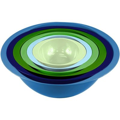 Colourful 6PC Nesting Plastic Mixing Bowls Set with Easy Grip Handles