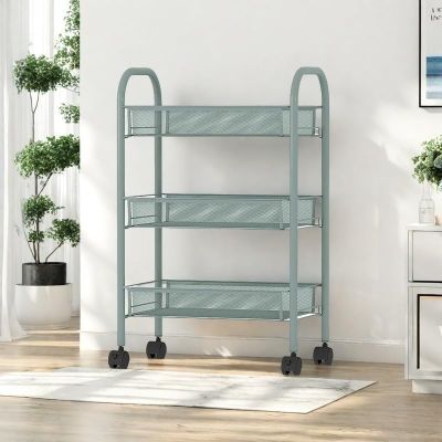 Metal Wheeled Storage Basket Trolley