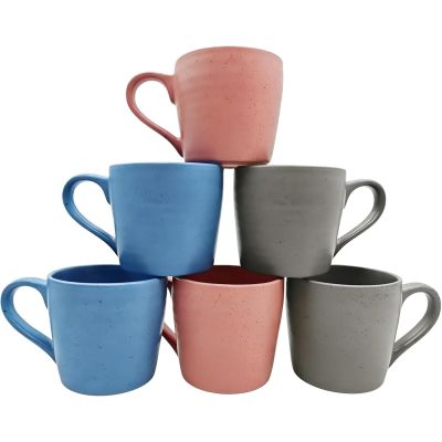 Ribbed Speckled Stoneware Mugs