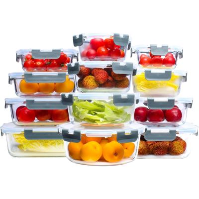 Assorted Set of Airtight Leakproof Glass Food Containers with Smart Lock Lids