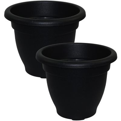 Ebony/Black Round Plastic Garden Planter