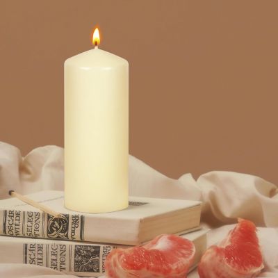 Unscented Ivory Pillar Candles Smokeless Burn
