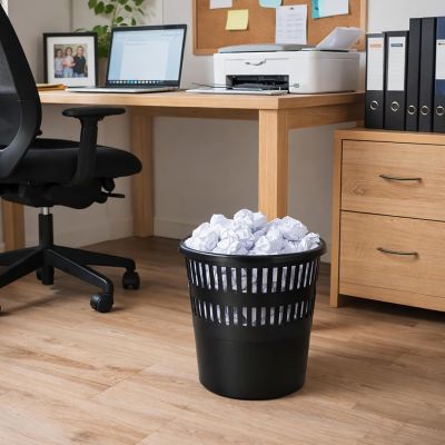 Waste Paper Bin Black 13L Round