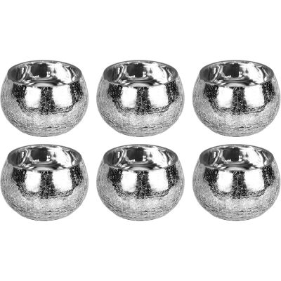 Mercury Silver Crackled Glass Candle Tealight Holders