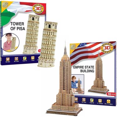 3D Build It Puzzle Duo Set: Leaning Tower of Pisa & Empire State Building