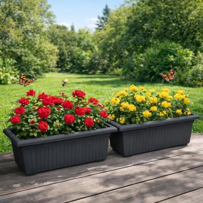 Grecian Style Pillar Design Plastic Trough Planter