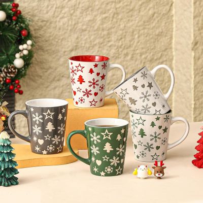 Christmas Tree & Snowflake Stoneware Mug Set