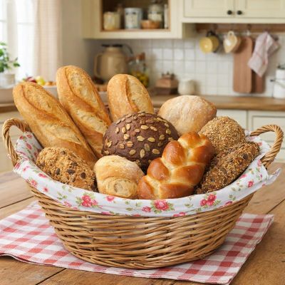 Oval Wicker Hamper Basket with Floral Cotton Lining