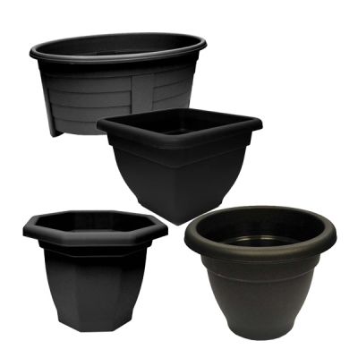Ebony Black Plastic Garden Planter