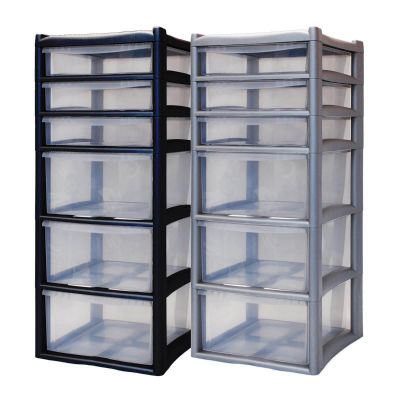 Extra Large 6 Drawer Home & Office Plastic Tower Storage Unit