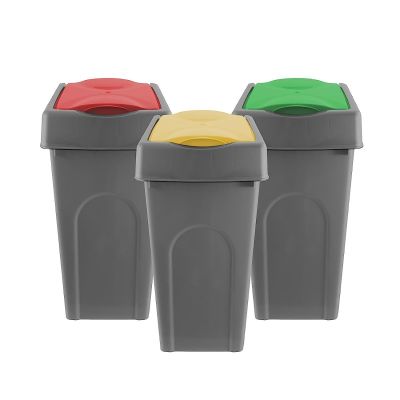 Grey Square Slanted Rubbish Recycling Bin