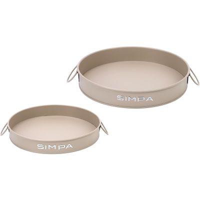 simpa Round 2PC Metal Colour Serving Trays Set with Handles